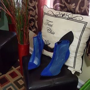 Blue studded bootie